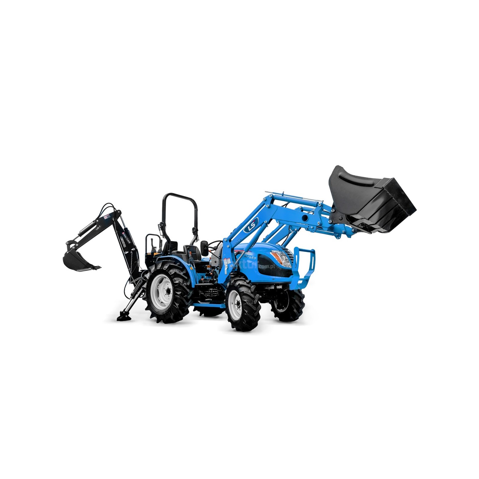 LS Traktor MT3.60 MEC s čelním nakladačem a bagrem