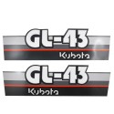 Autocollants Kubota GL43, Autocollants pour le capot du tracteur