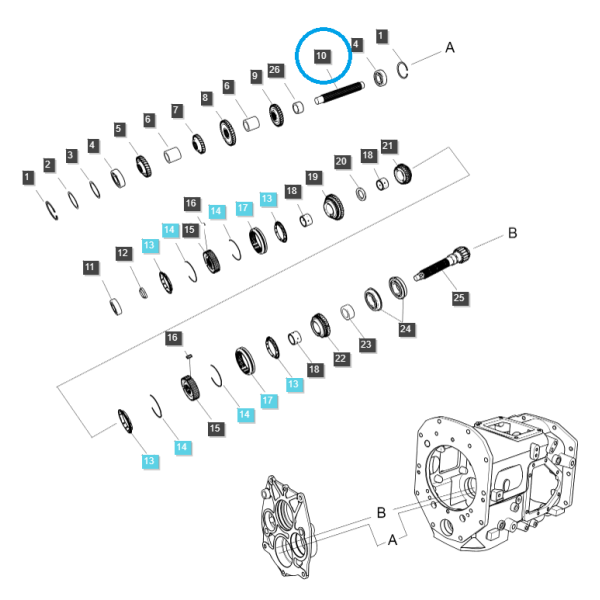 Eje de caja de cambios / TRG281 / LS Tractor 40010212