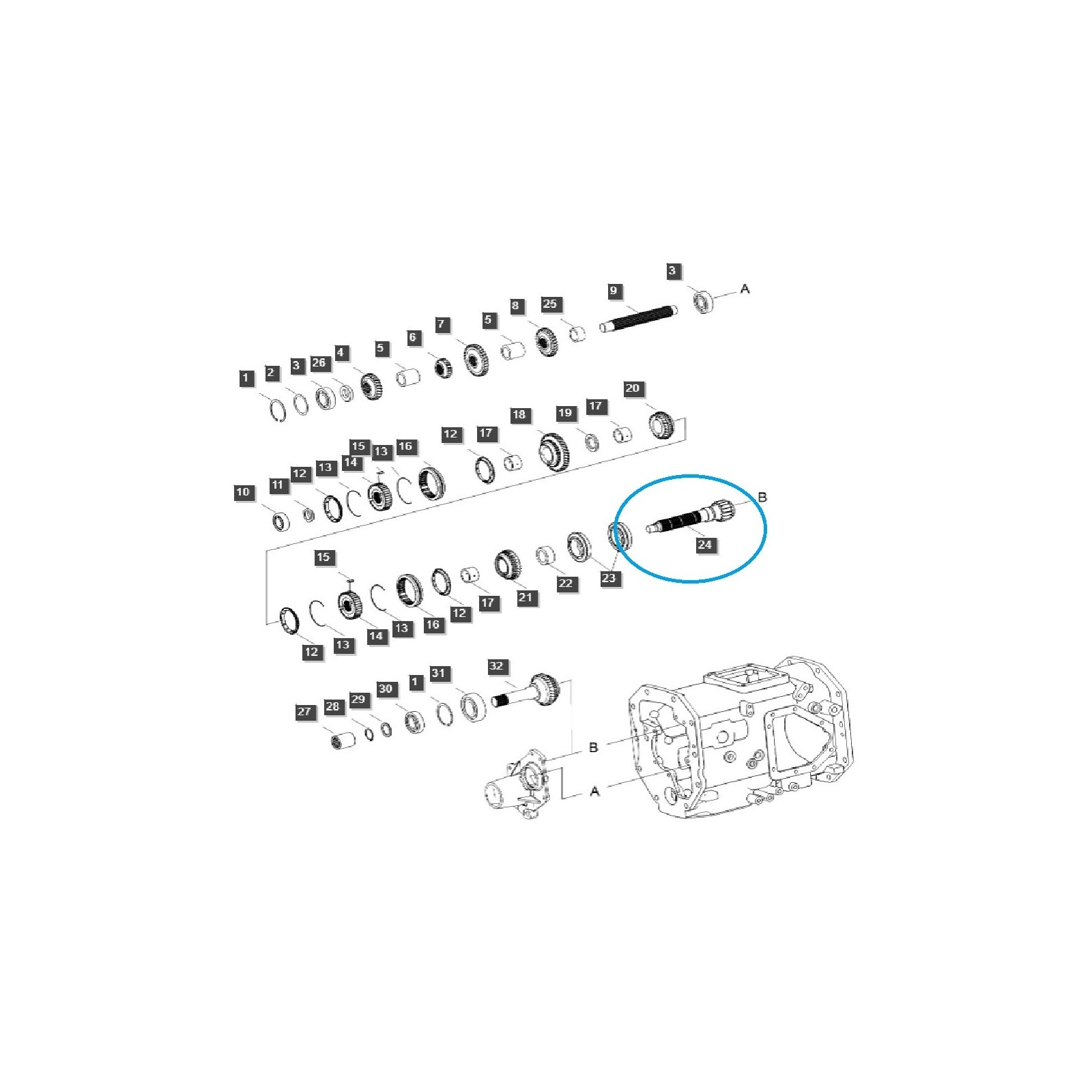 Arbre de transmission principal / TRG281 / Tracteur LS / 40009129