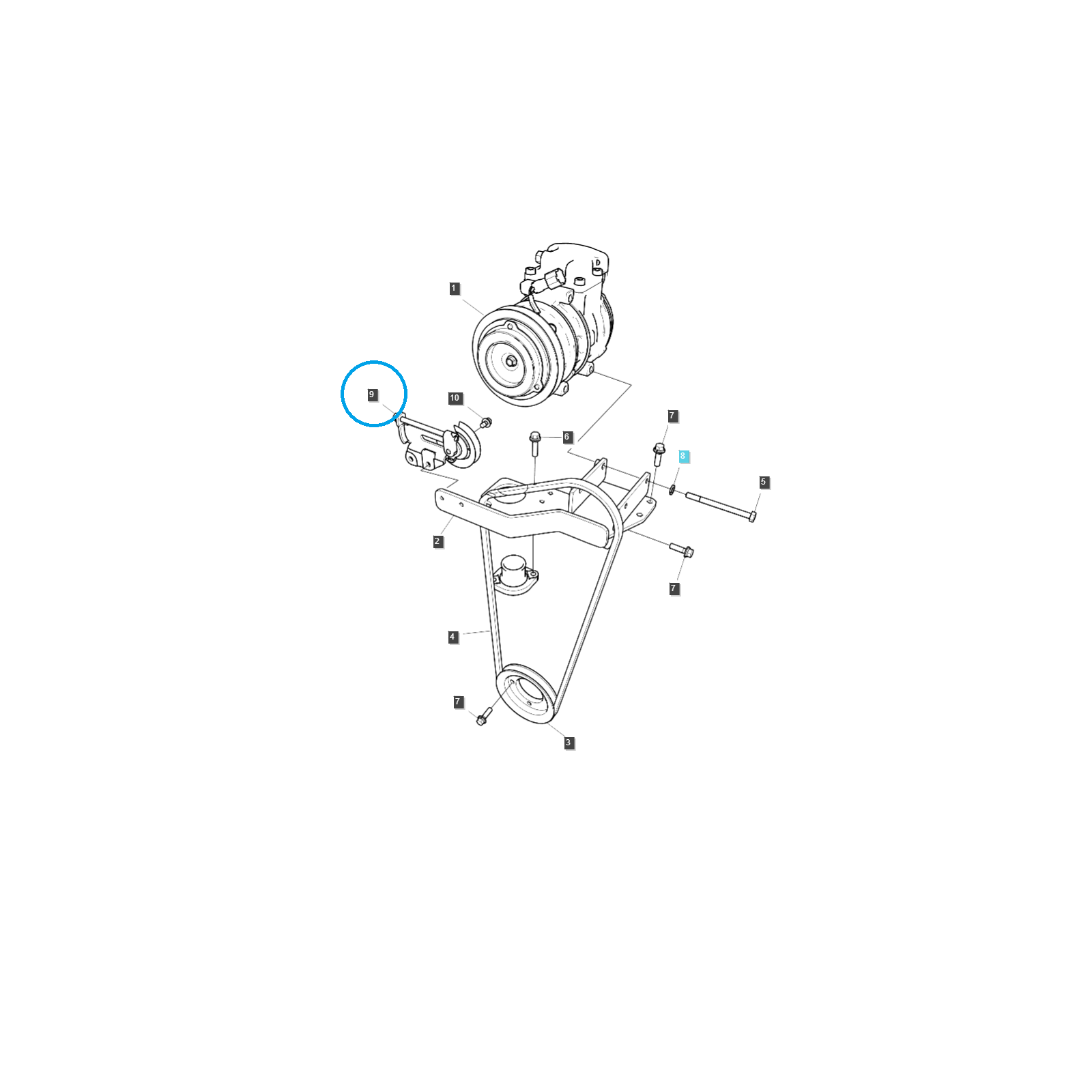 Tendeur de courroie trapézoïdale de climatisation / G865 / LS Tracteur 40226538