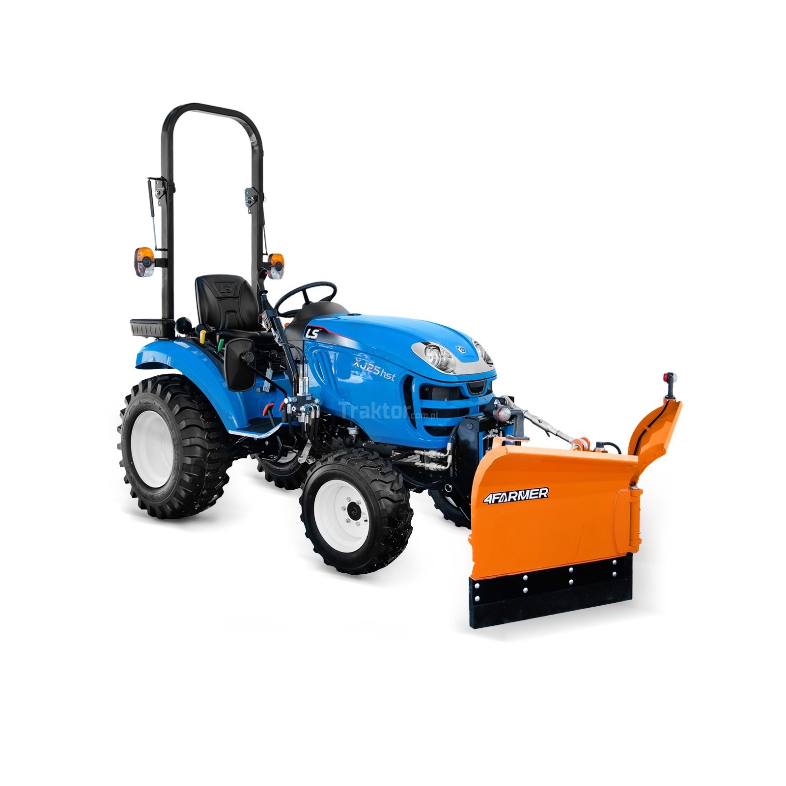 LS-Traktor XJ25 HST 4x4 – 24,4 PS mit Industrierädern und Pfeil-Schneepflug
