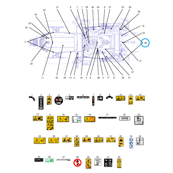 Warning sticker / TRG980 / LS Tractor 40269466