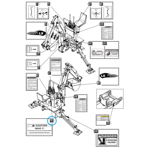 Autocollant d’avertissement pour mini-pelle / Tracteur LS 40231052