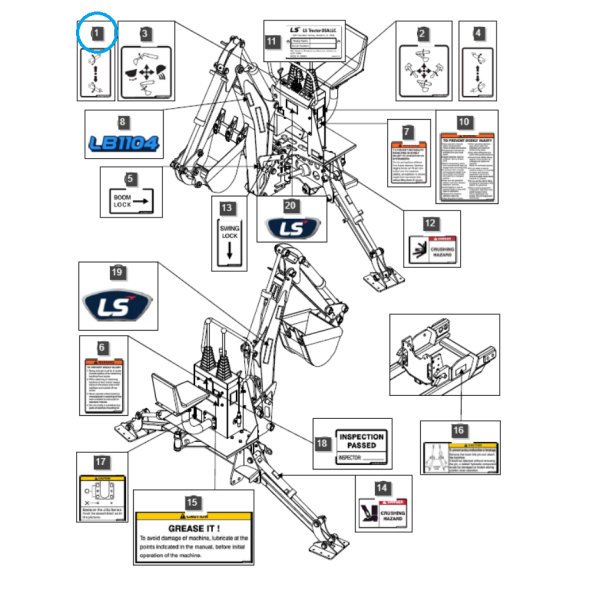 Autocollant d'avertissement / Tracteur LS 40358873
