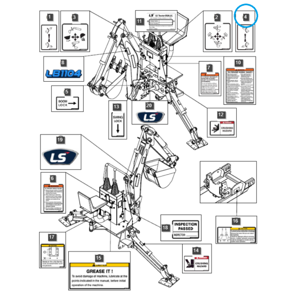 Autocollant d'avertissement / Tracteur LS 40358872