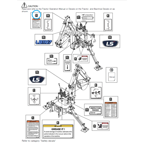 Autocollant d'avertissement / Tracteur LS 40358868