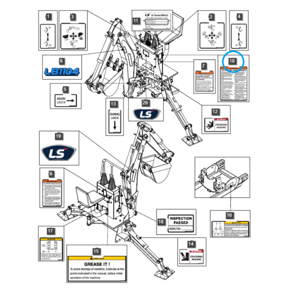 Autocollant d'avertissement / Tracteur LS 40358866