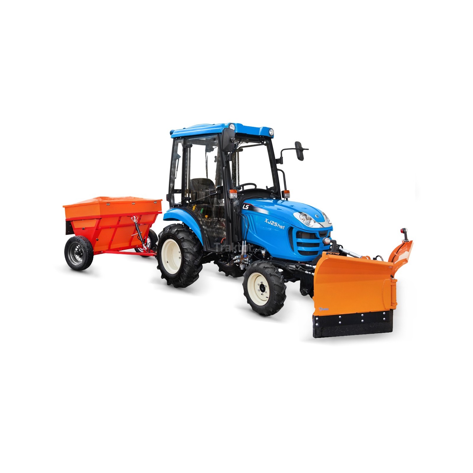 LS Tractor XJ25 MEC with cabin, 4FARMER snow plow and Dexwal sand spreader