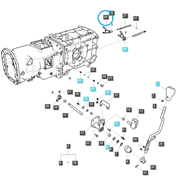 Vidlica, vedenie, volič prevodov (L) / TRG291 / Ls Traktor 40031421