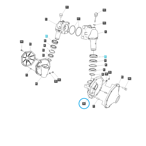 Ľavá skriňa redukčnej prevodovky, čap riadenia / TRG400 / LS Traktor 40195026