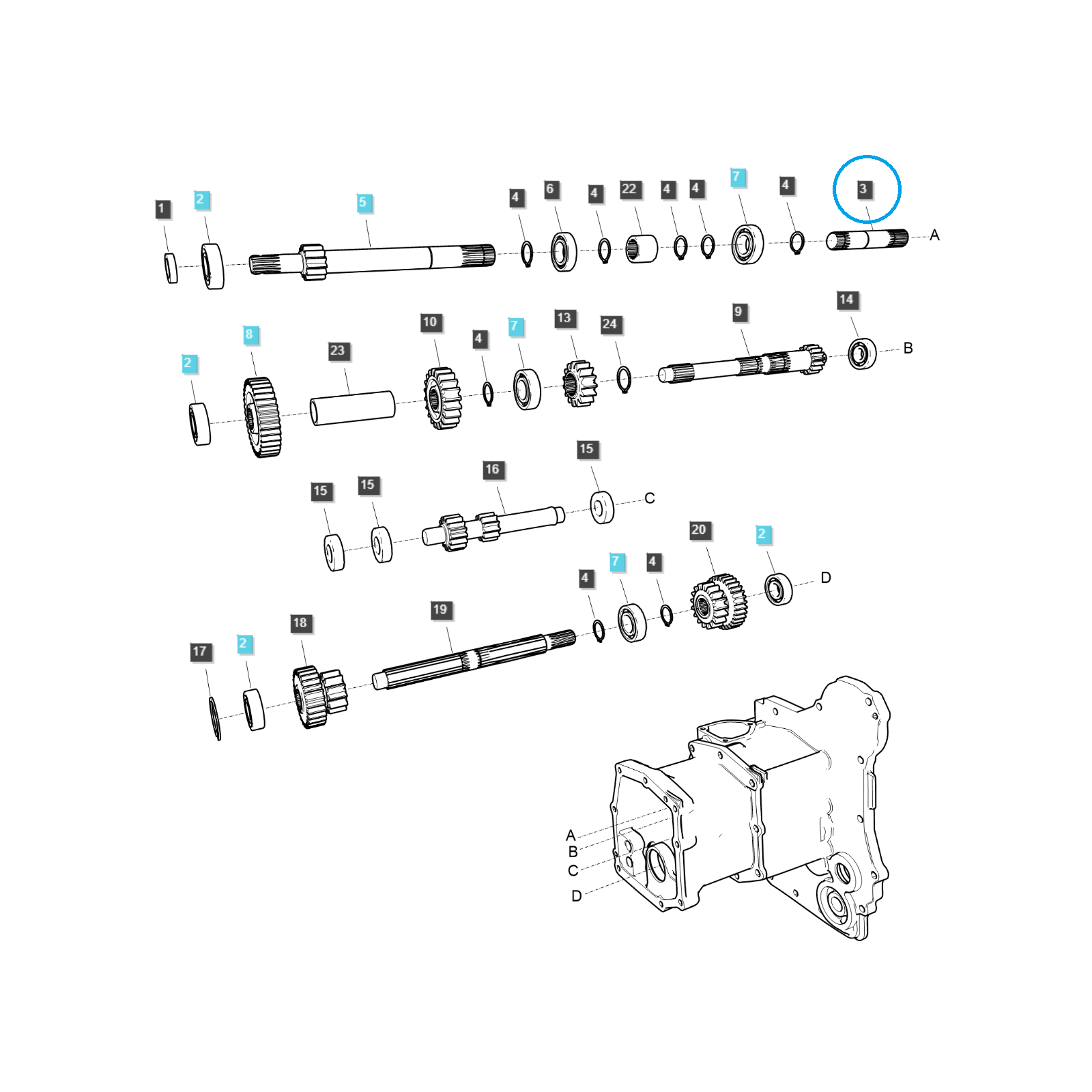 Spojovací hřídel PTO/PTO převodovky / TRG287 / Ls Traktor 40309886