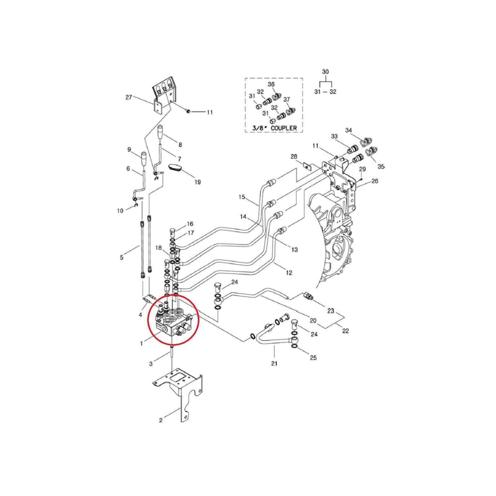 Hydraulic distributor / TRG827 / LS Tractor / no. 40278793