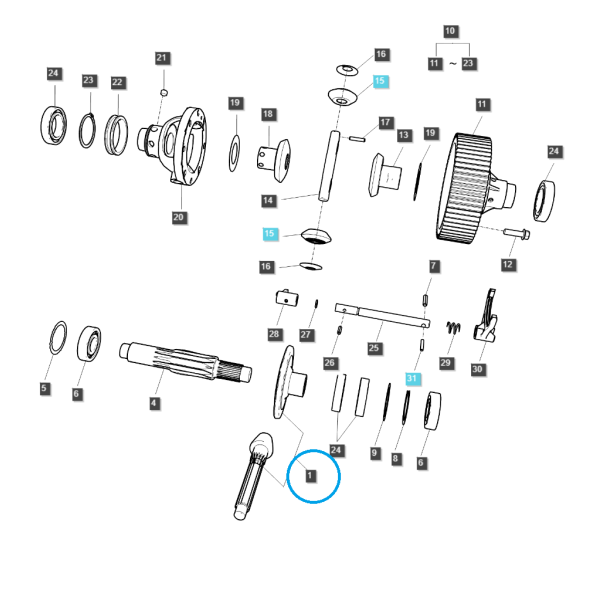Plate wheel + input shaft / G310 / Ls Tractor 40309491