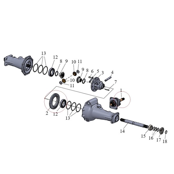 Roue de couronne 35T, arbre d'entraînement 6T, arbre d'entraînement, VST Fieldtrac 927D, VST Fieldtrac MT180, VST Fieldtrac MT22