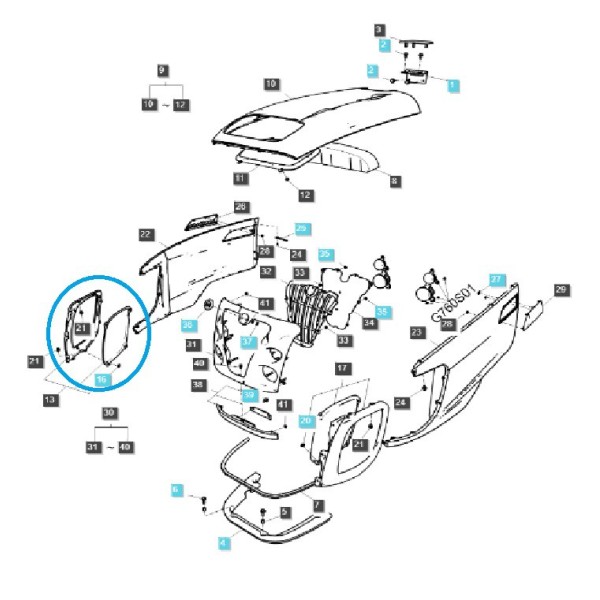 Bočný kryt pre predné svetlá SB G830 / LS Tractor / 40247481