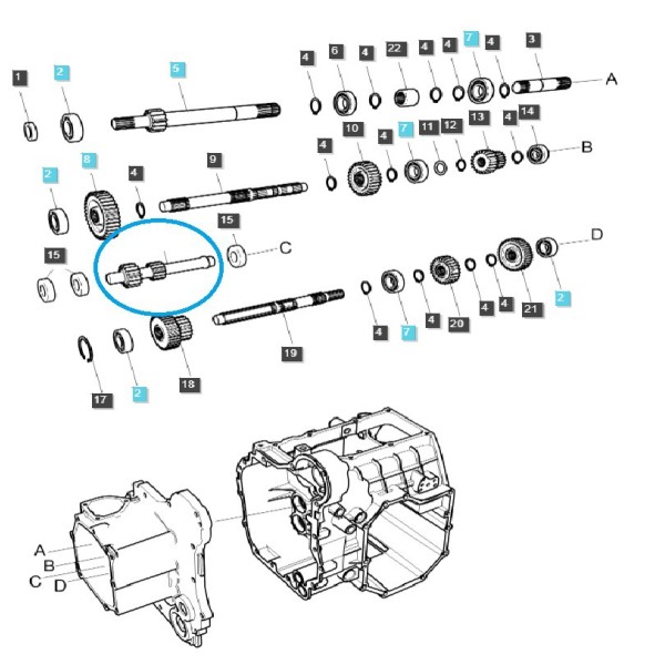 Shaft, reverse gear / TRG281 / LS Tractor / 40309714