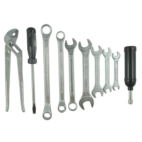 Set of tractor keys, grease gun, set of keys