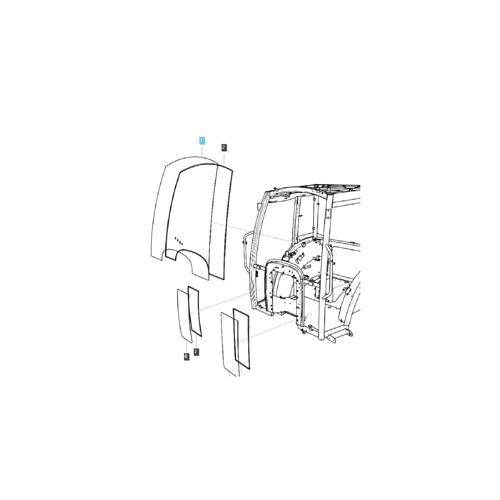 Kabinenscheibe / TRG863 / LS Traktor / Nr. 40430018