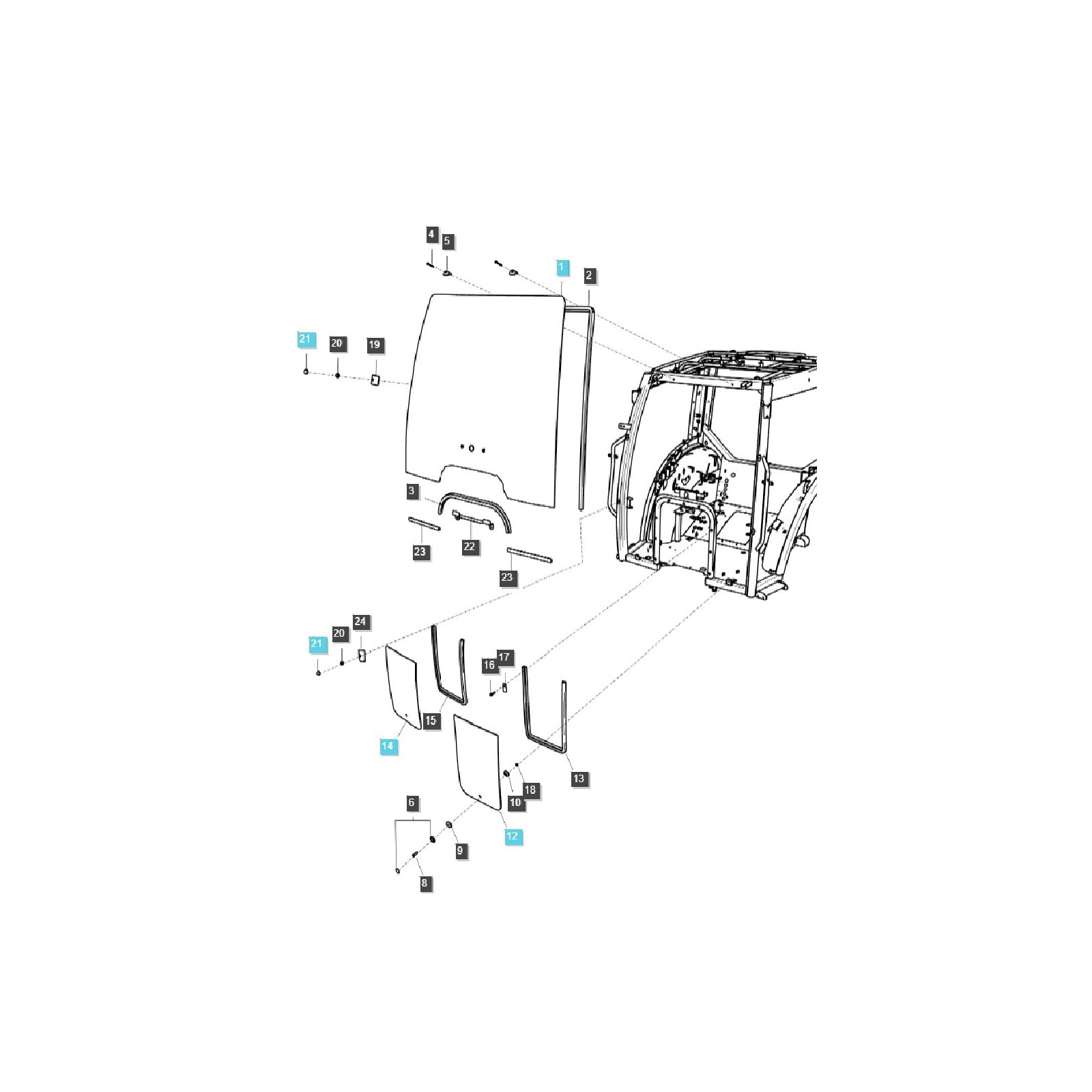 Čelní sklo / TRG863 / LS Traktor / č. 40430008