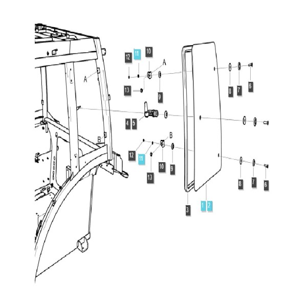 Cab side window / left / TRG863 / LS Tractor / no. 40430051