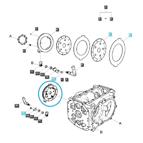 Brzda - sada G650 / ľavá / LS Tractor / 40163726