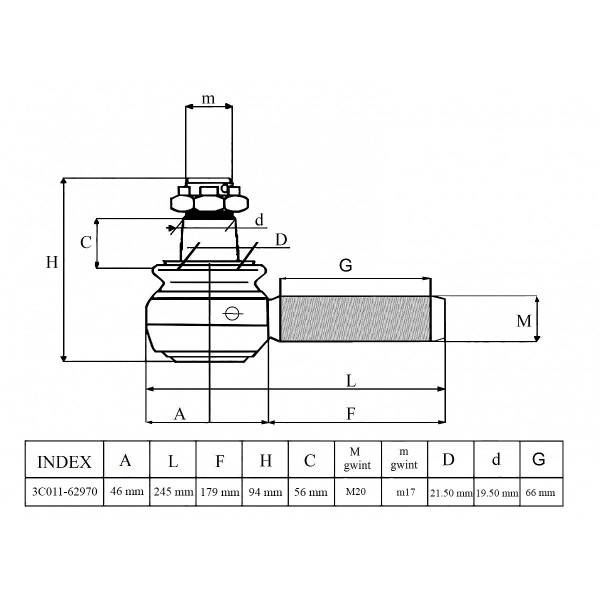 Drążek kierowniczy, 33A022-92972, M5000, Kubota M5000, Kubota M5040, Kubota M5140, Kubota M6040, Kubota