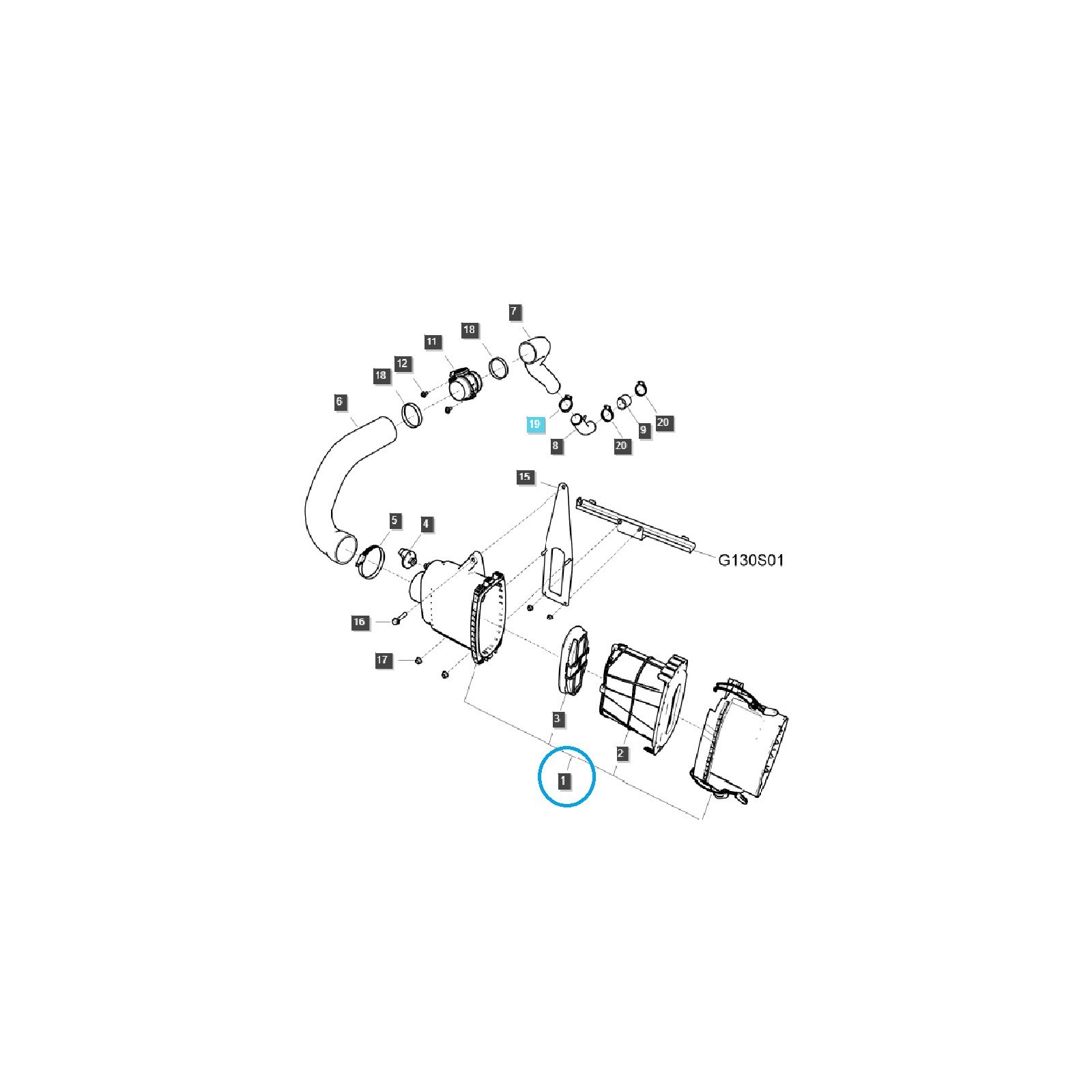 Filtre à air avec boîtier TRG190 / Tracteur LS / 40302795