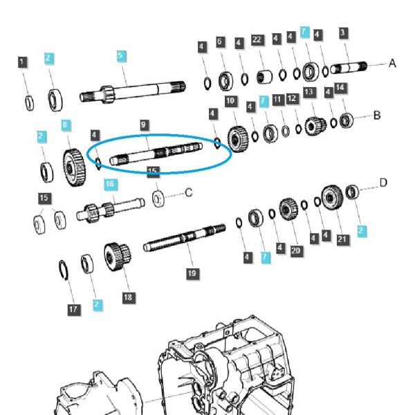 Eje de caja de cambios / TRG281 / LS Tractor / 40292091