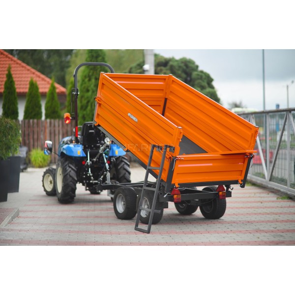 Dvojnápravový poľnohospodársky príves 2,5T s kiperom a nadstavcami 4FARMER