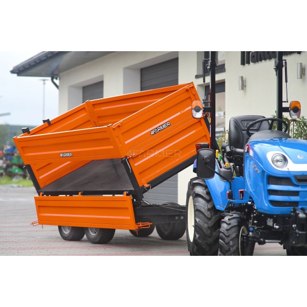 Przyczepa rolnicza dwuosiowa 2,5T z kiprem i nadstawkami 4FARMER