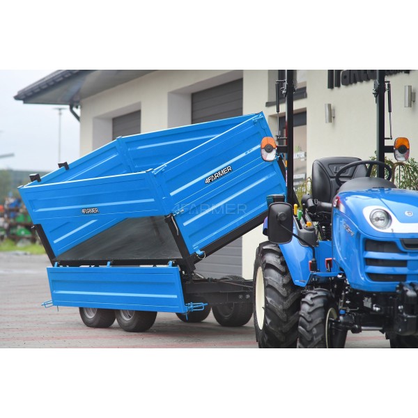 Przyczepa rolnicza dwuosiowa 2,5T z kiprem i nadstawkami 4FARMER