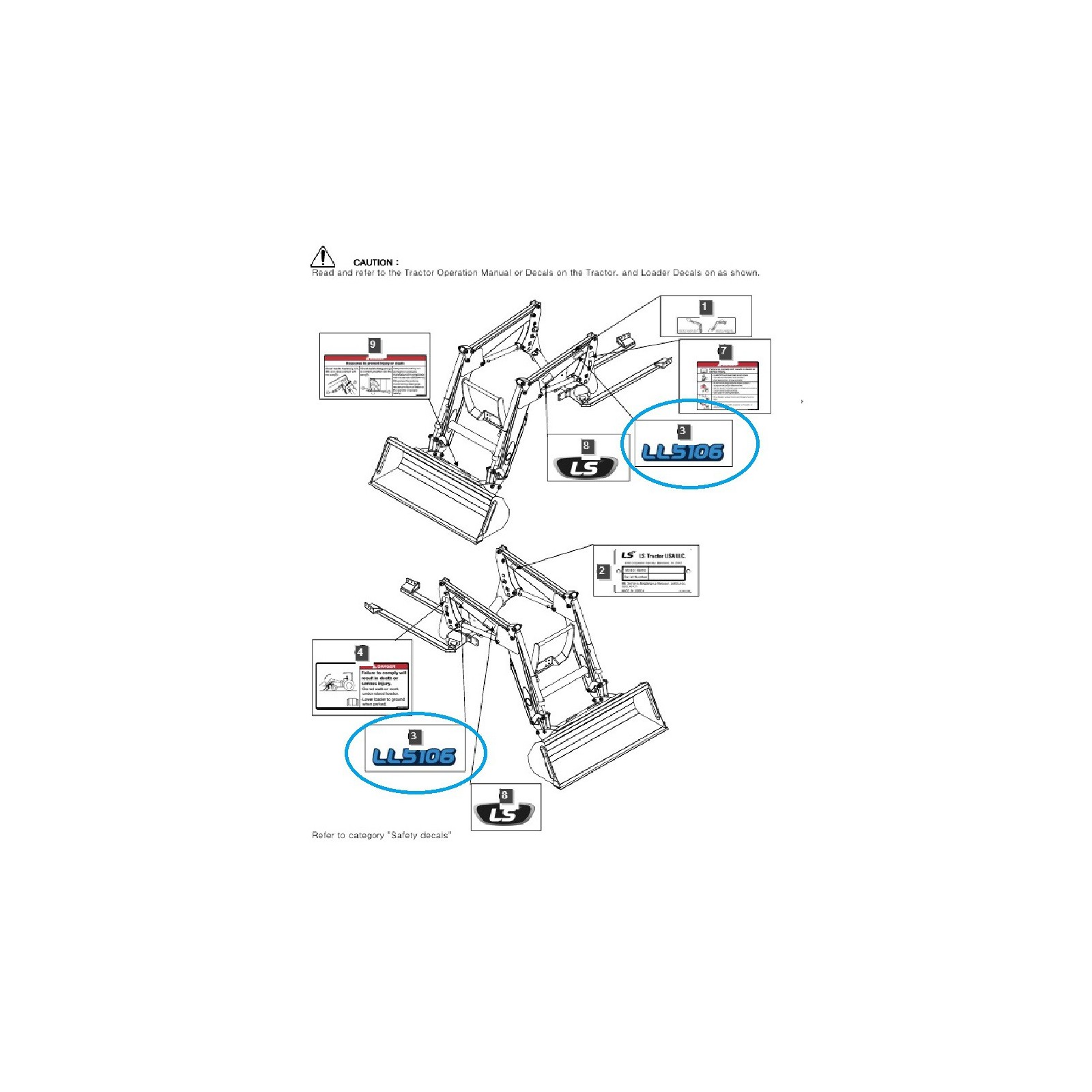 Naklejka informacyjna model LL5106 / LS Tractor / 40369769 | Traktor.com.pl