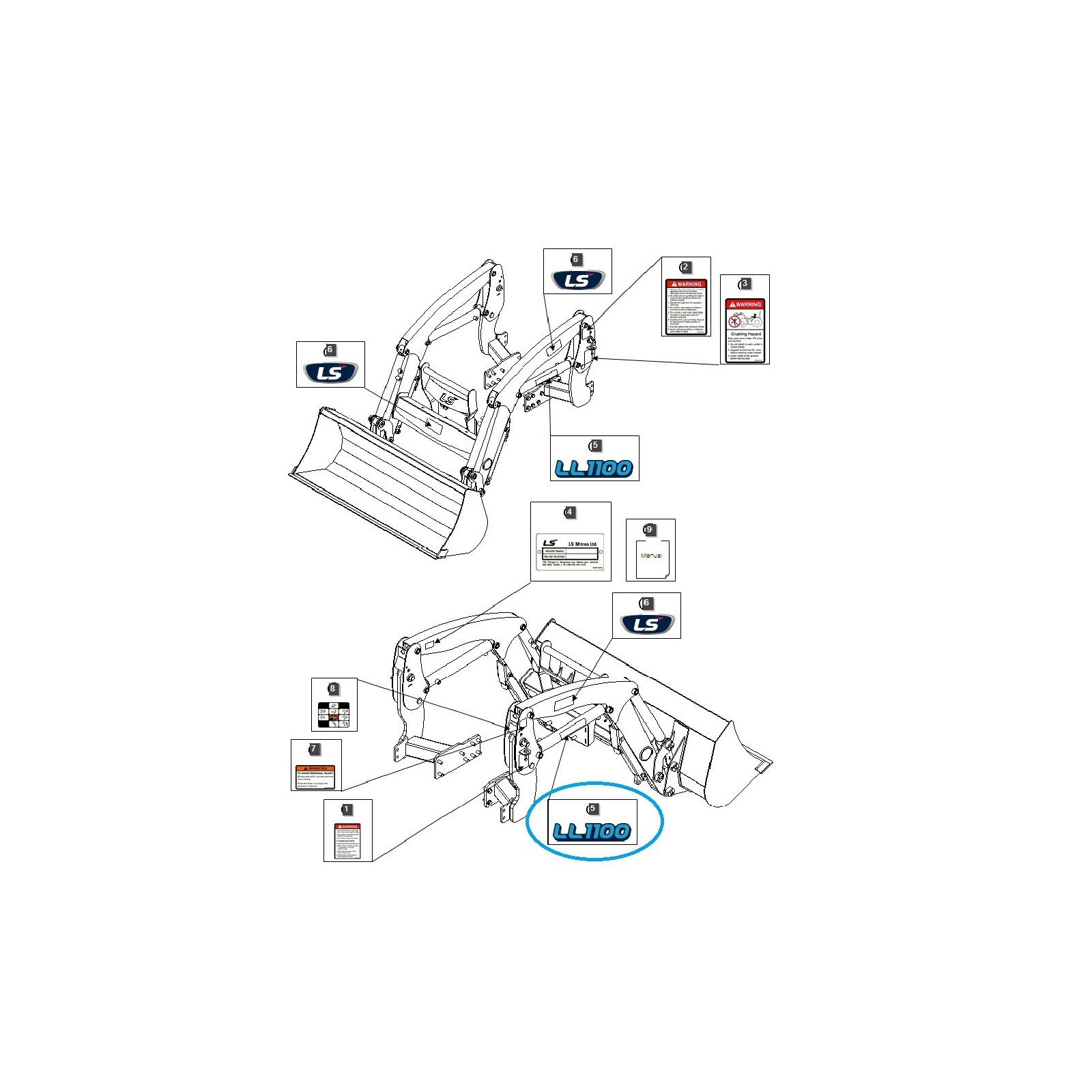 Naklejka informacyjna model LL1100 / LS Tractor / 40358811 | Traktor.com.pl