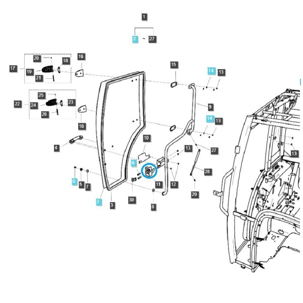 Pravý zámok dverí kabíny / G862 / LS Traktor / č.40248080