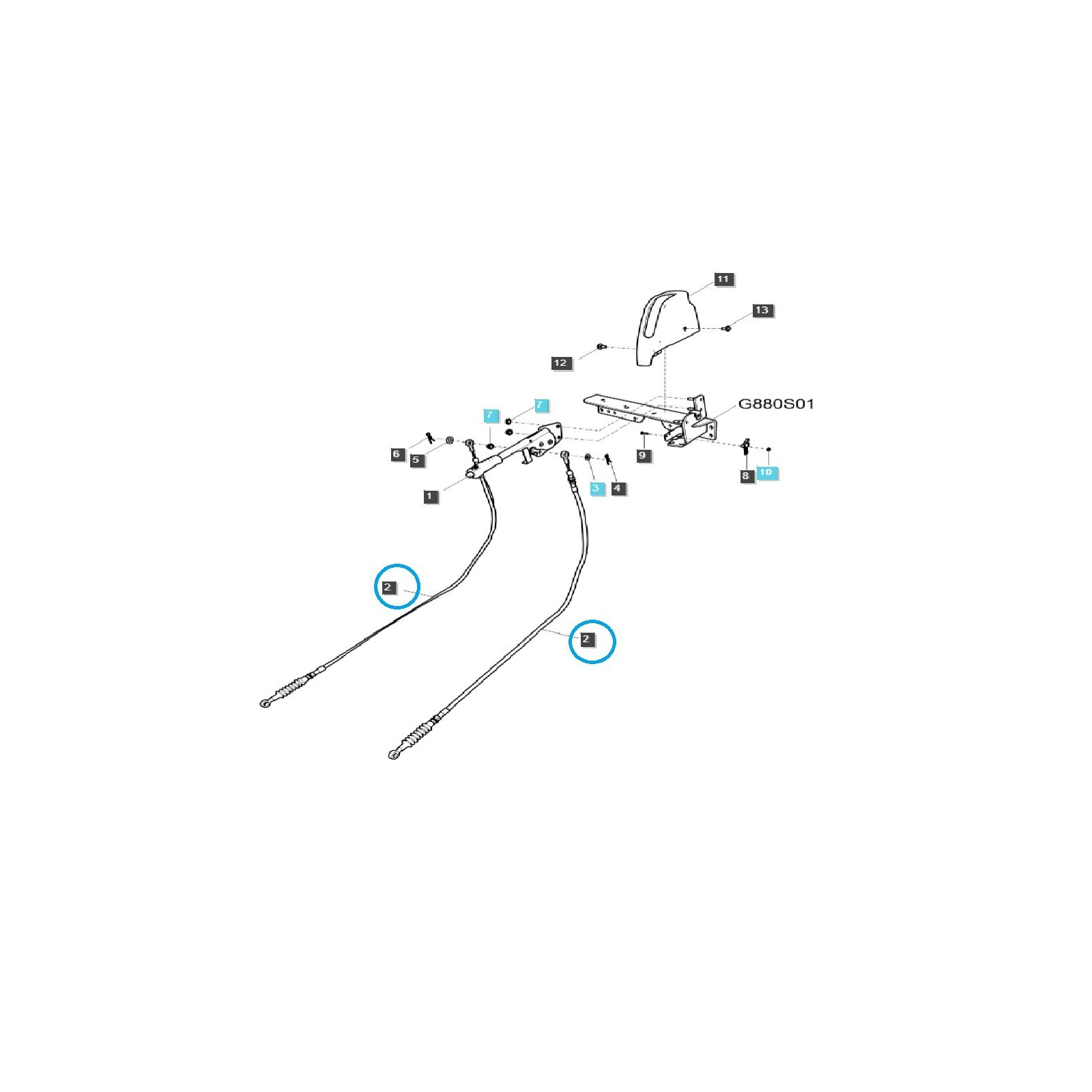 Cable de freno de mano - Tractor LS / TRG670 / 40255077