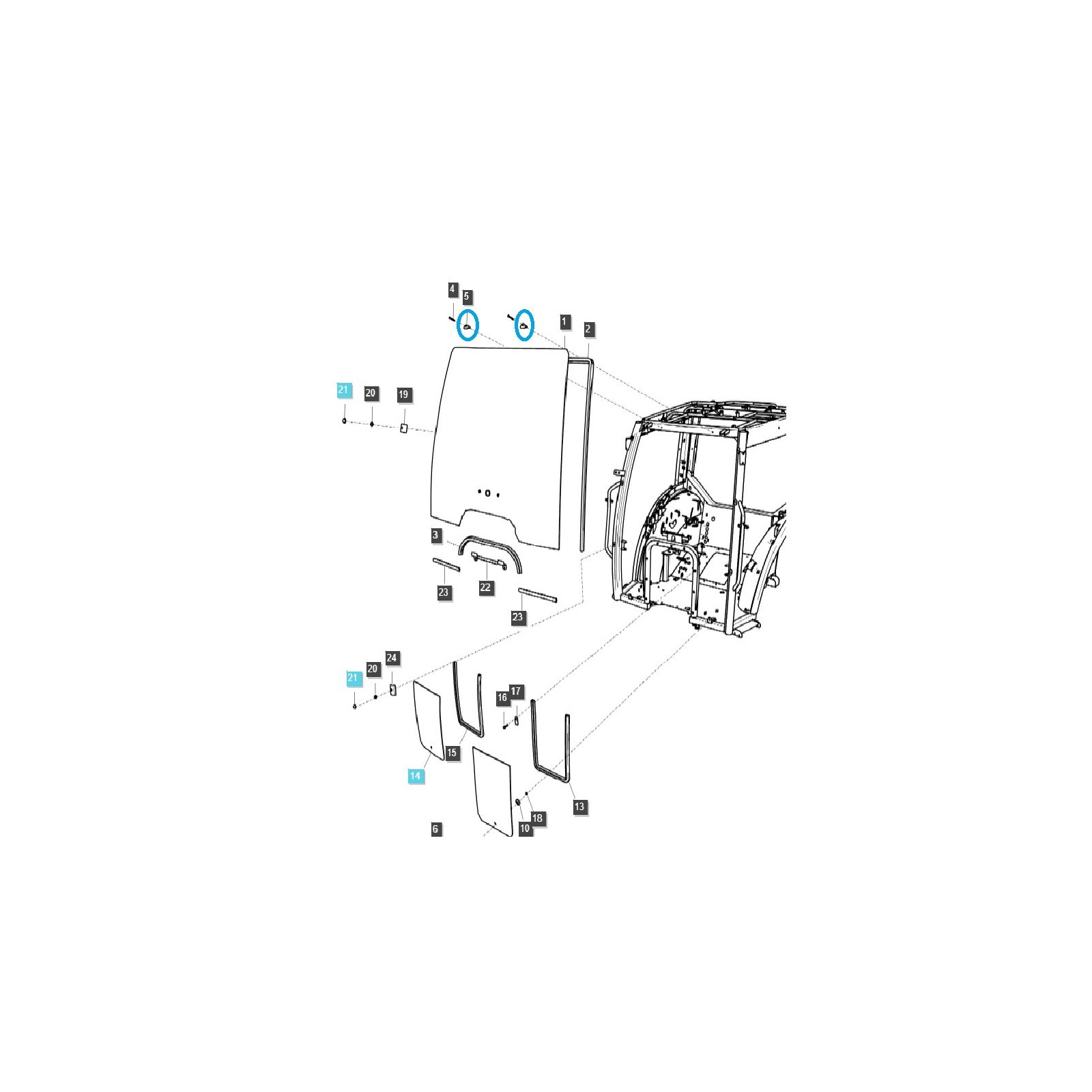 Soporte de ventana trasera / montaje / TRG862 / LS Tractor / n.º 40012644