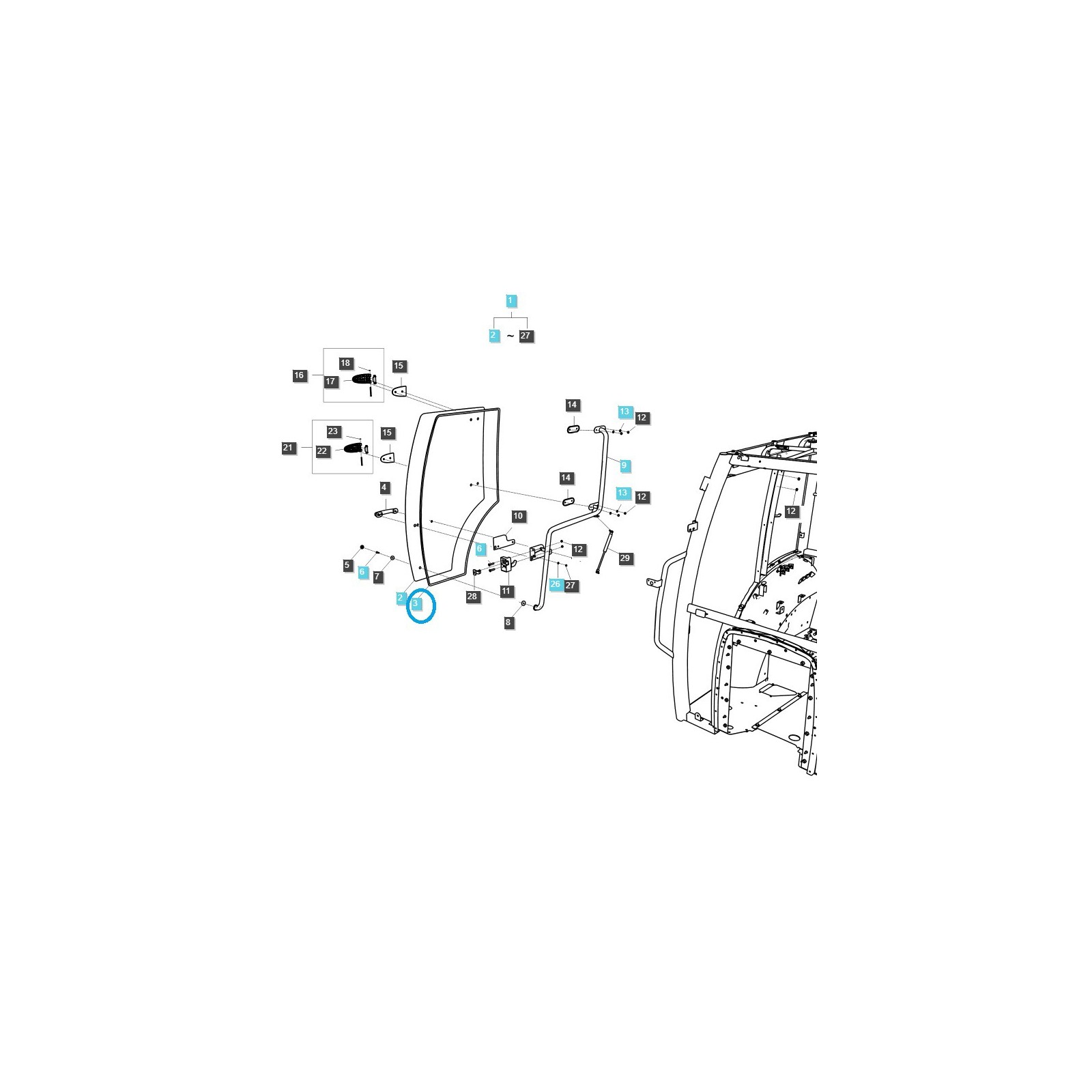 Těsnění dveří kabiny / TRG862 / LS Traktor / č. 40032818