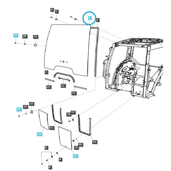 Kabinenfrontfenster / TRG863 / LS Traktor / Nr. 40362645