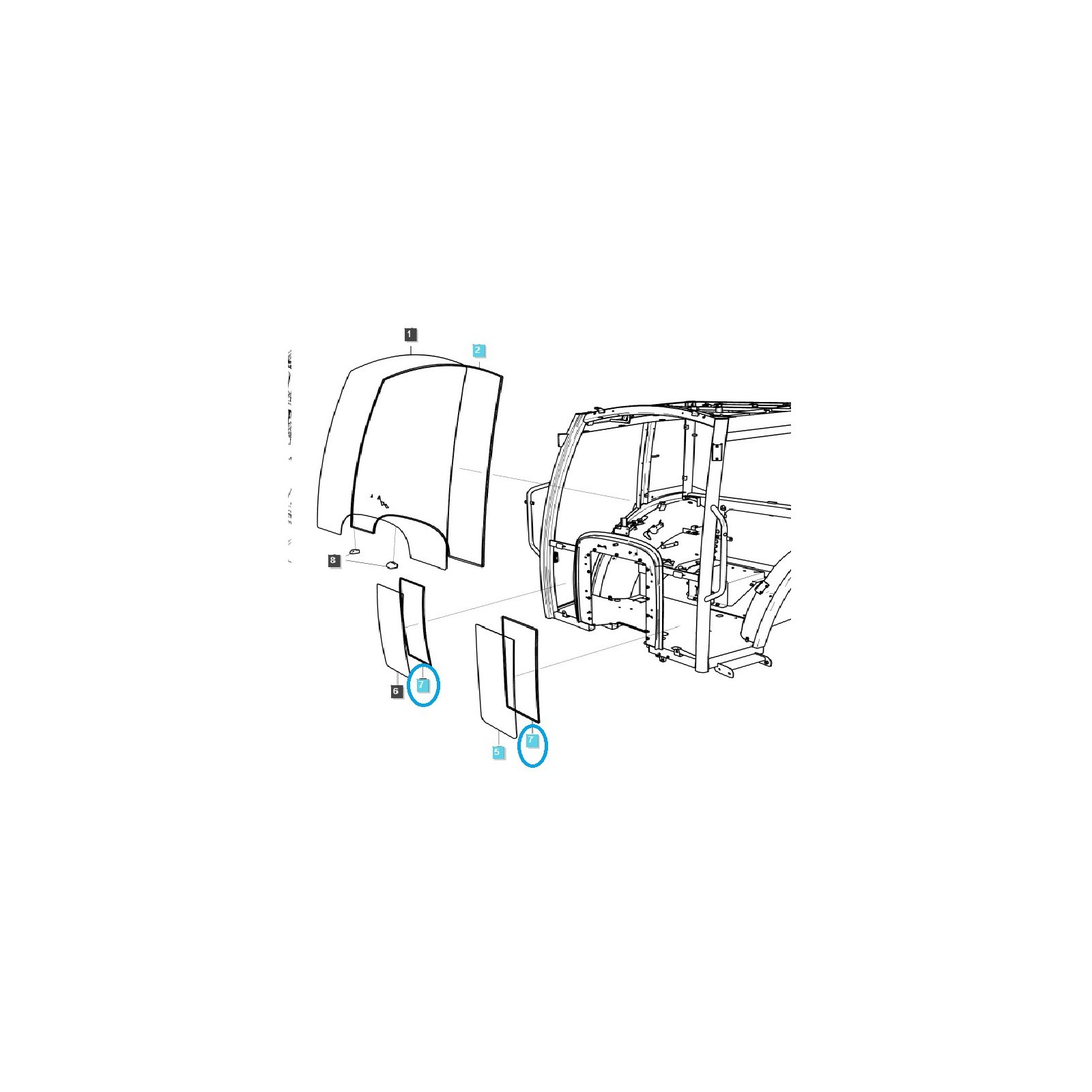 Junta inferior de la ventana delantera TRG863 / Tractor LS / 40535392