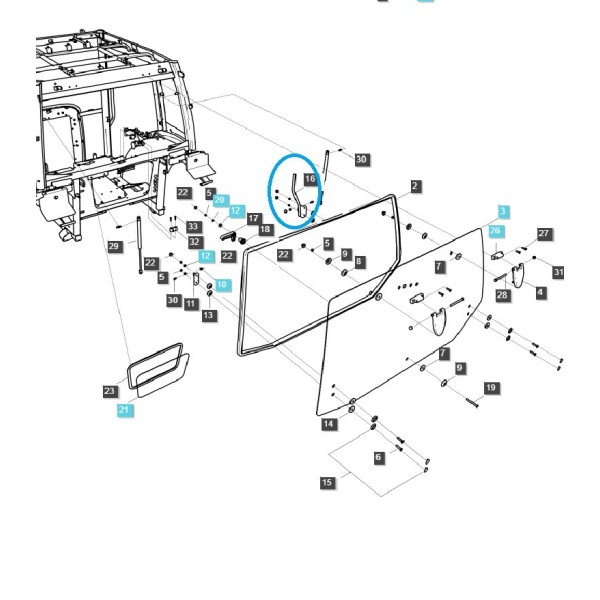 Halterung für Heckscheibenstellantrieb / rechts / TRG862 / LS Traktor / Nr. 40517142