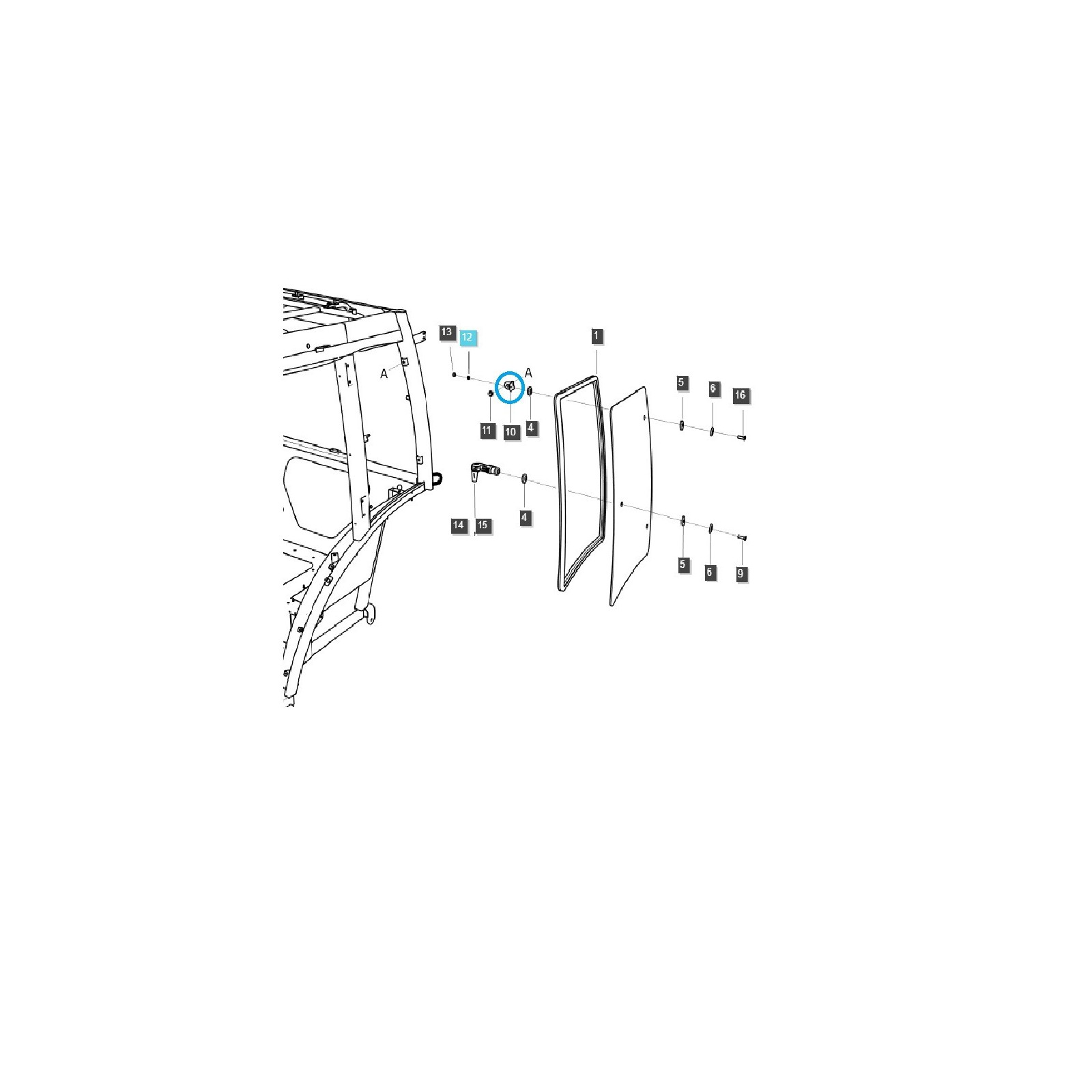 Support de vitre latérale de cabine / TRG863 / Tracteur LS / 40246796