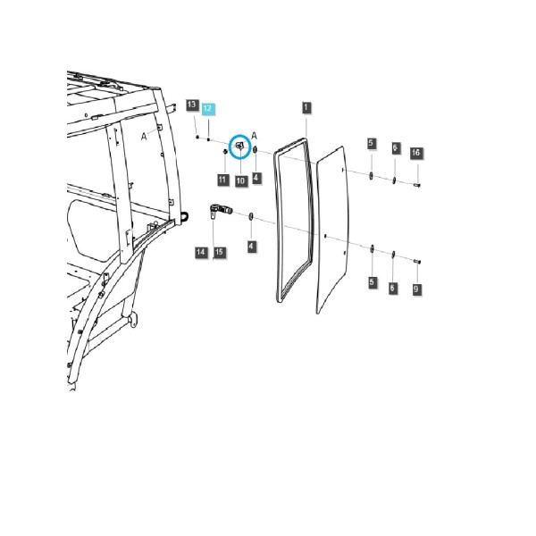 Halterung für Kabinenseitenfenster / TRG863 / LS-Traktor / 40246796