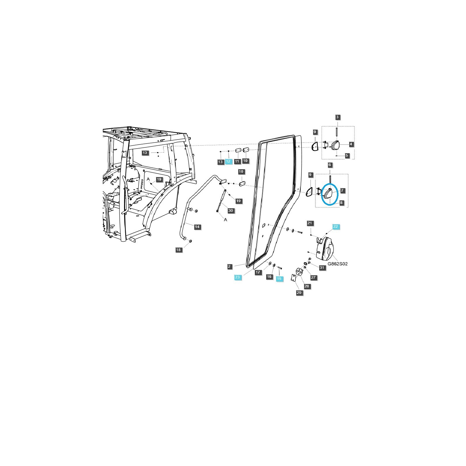 Cabin Door Hinge / TRG862 / LS Tractor / No. 40248040