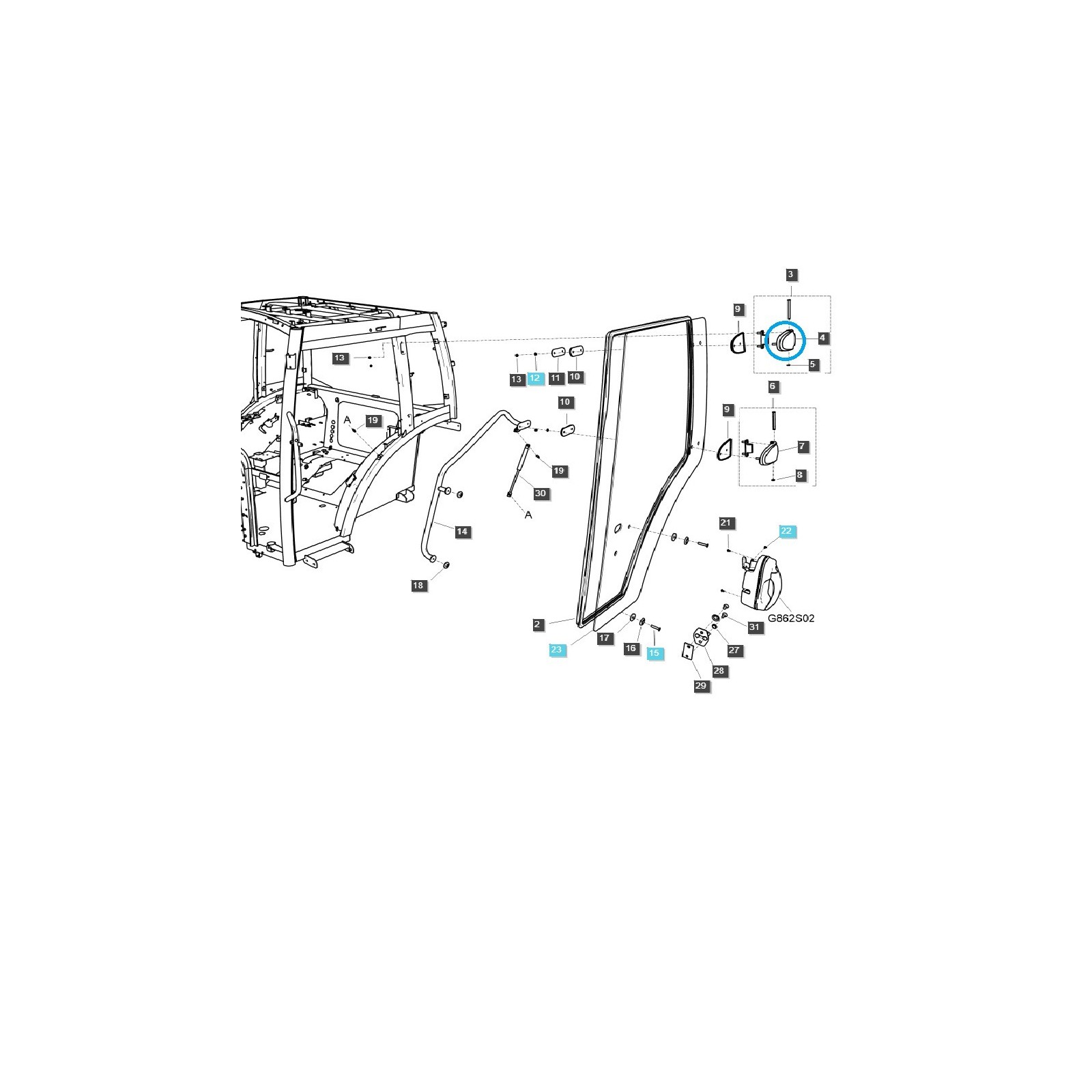 Cabin Door Hinge / TRG862 / LS Tractor / No. 40248041