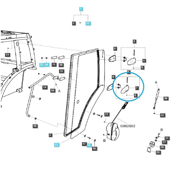 Complete cabin door hinge / TRG862 / no. 40351776