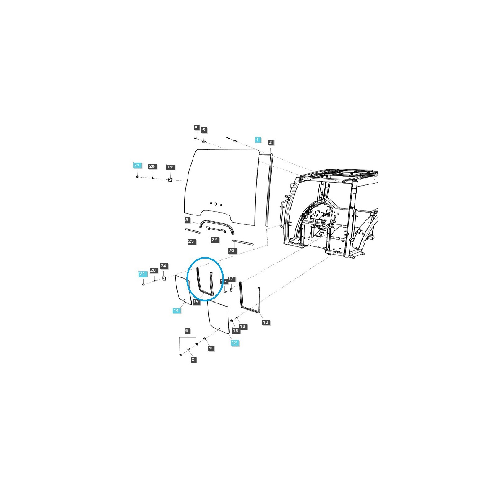 Uszczelka szyby kabiny / prawa / TRG863 / LS Tractor / nr 40340768 | Traktor.com.pl