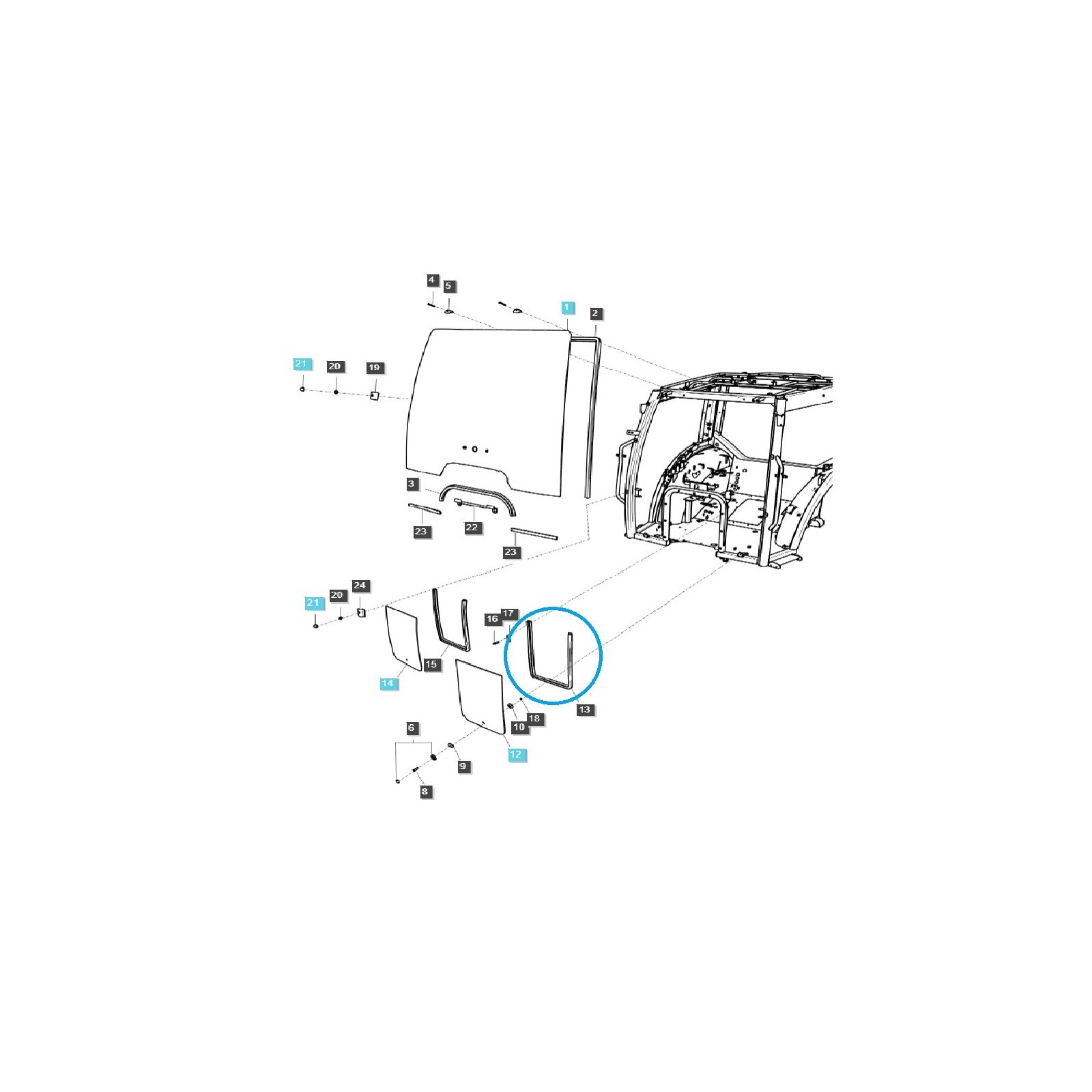 Left Cab Window Seal / TRG863 / LS Tractor / No. 40340769