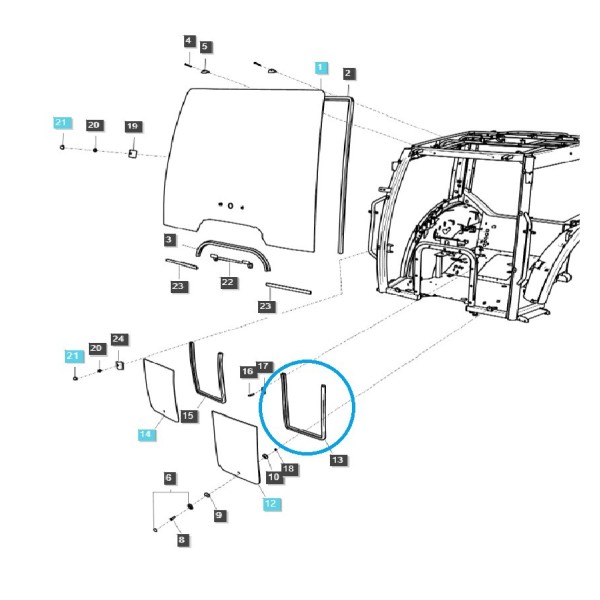 Tesnenie okna ľavej kabíny / TRG863 / LS Traktor / č. 40340769