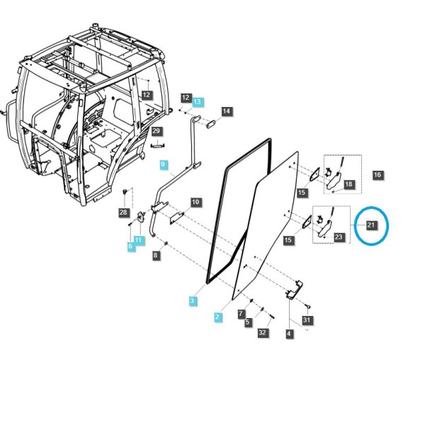 Bisagra de puerta de cabina / G862 / LS Tractor / 40006785
